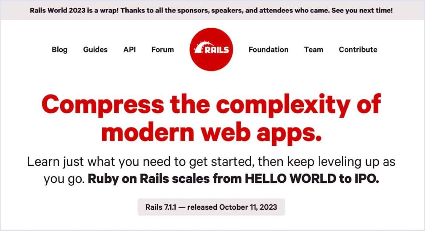 Ruby on Rails web-app framework