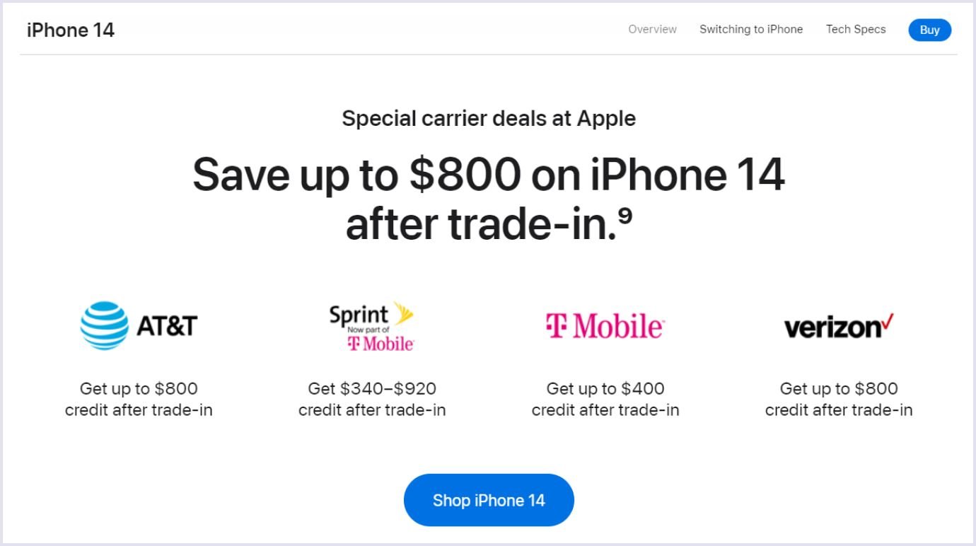 Example of a call-to-action by Apple
