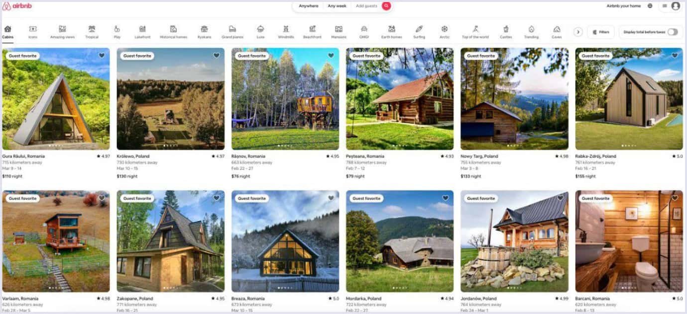 Top-rated cabins on Airbnb, featuring cozy stays across Poland, Romania, and beyond