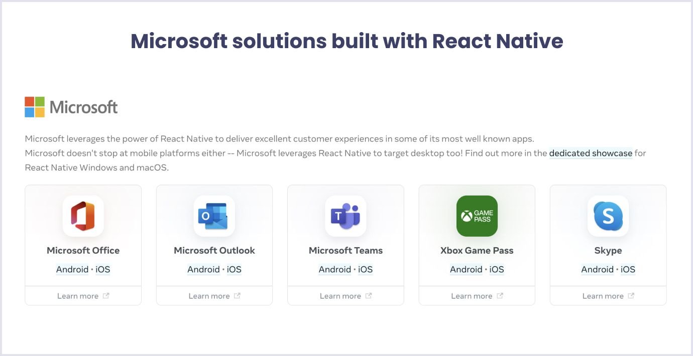 Microsoft solutions built with React Native