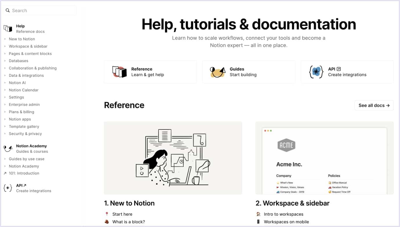 Notion's help page
