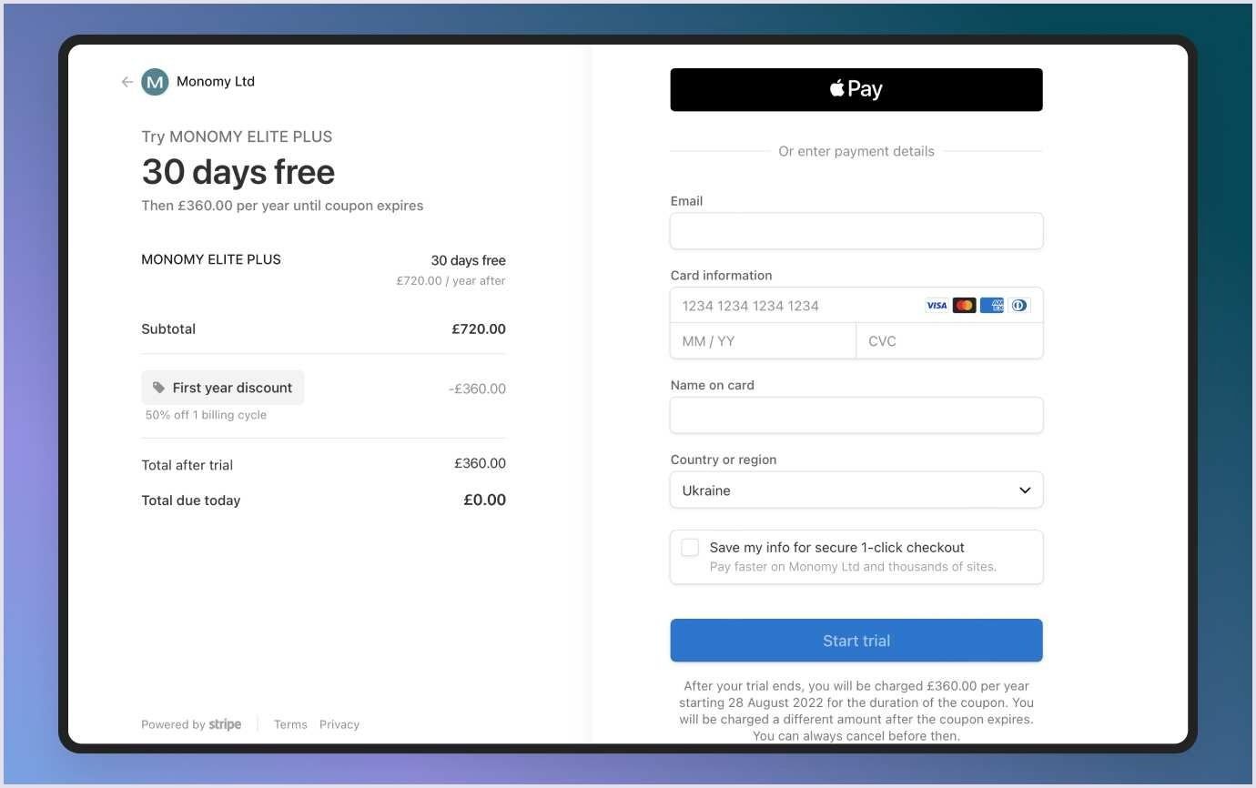 Payment system for Monomy