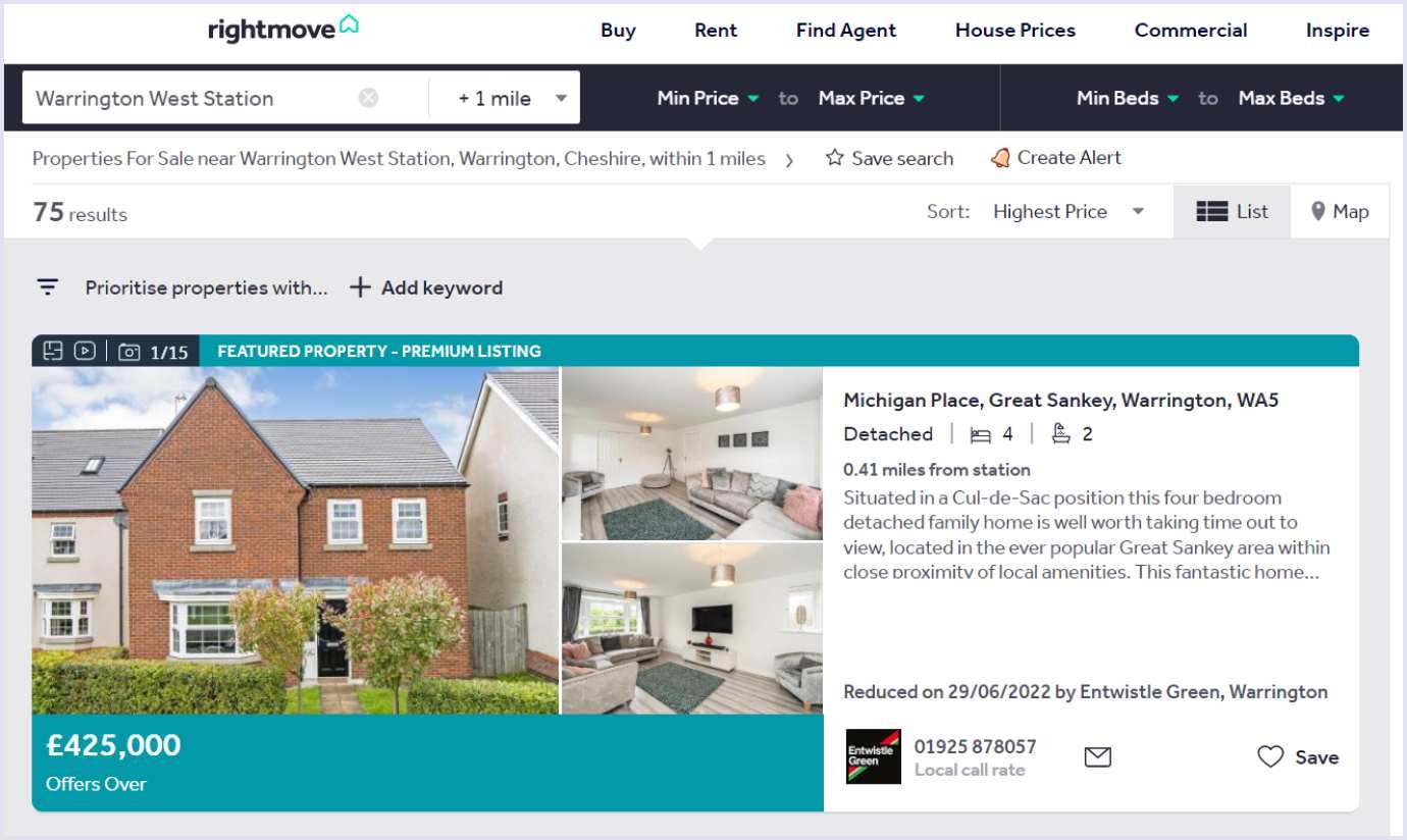 Rightmove featured listing