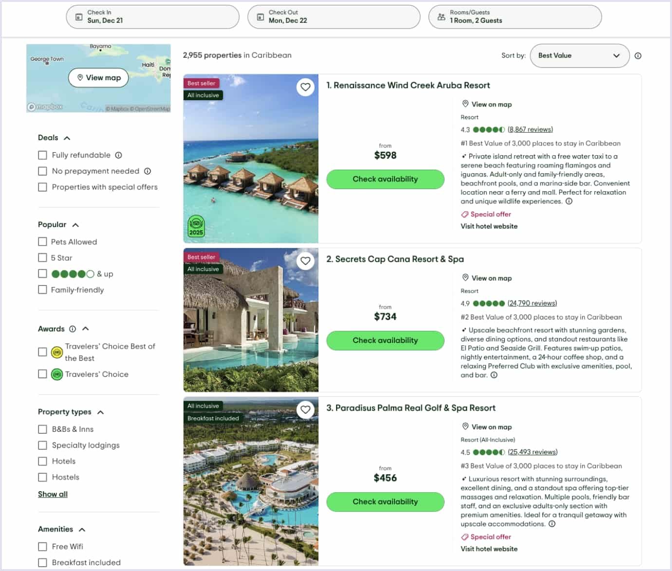 TripAdvisor Caribbean Resorts Listings TripAdvisor page showing top Caribbean resorts