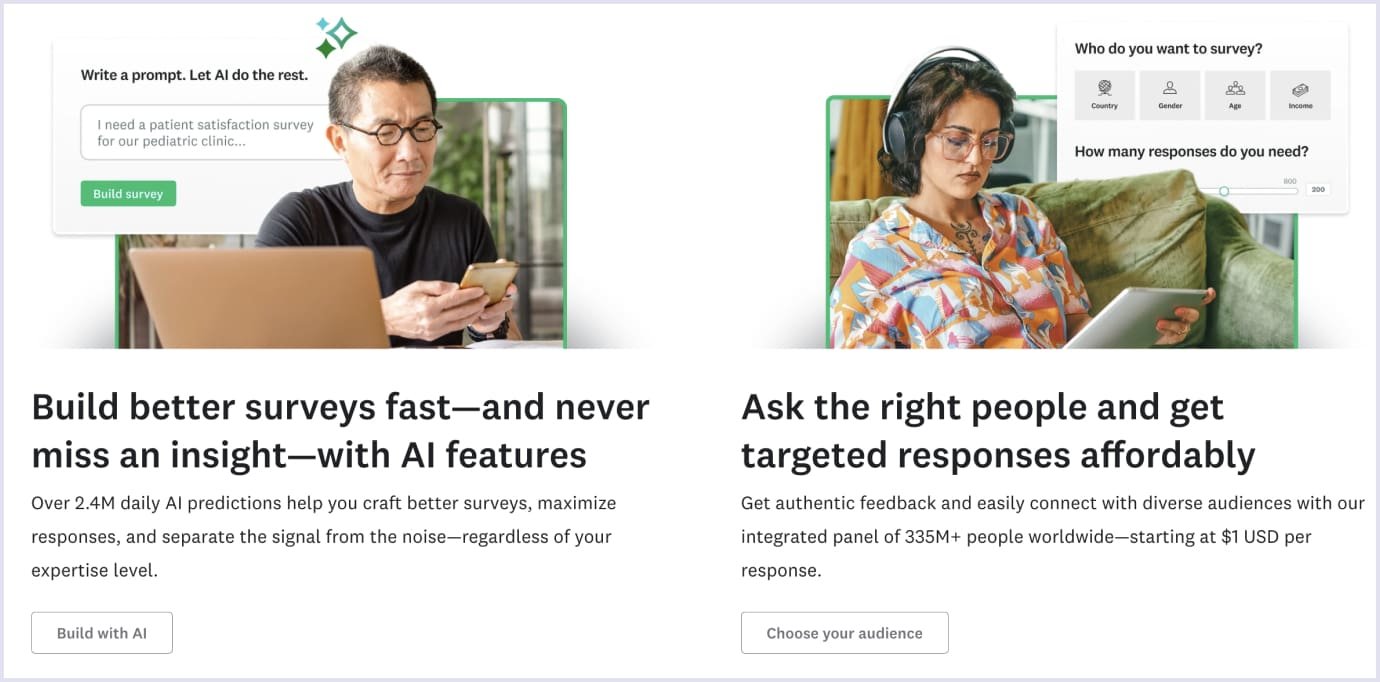 User interviews and surveys by SurveyMonkey