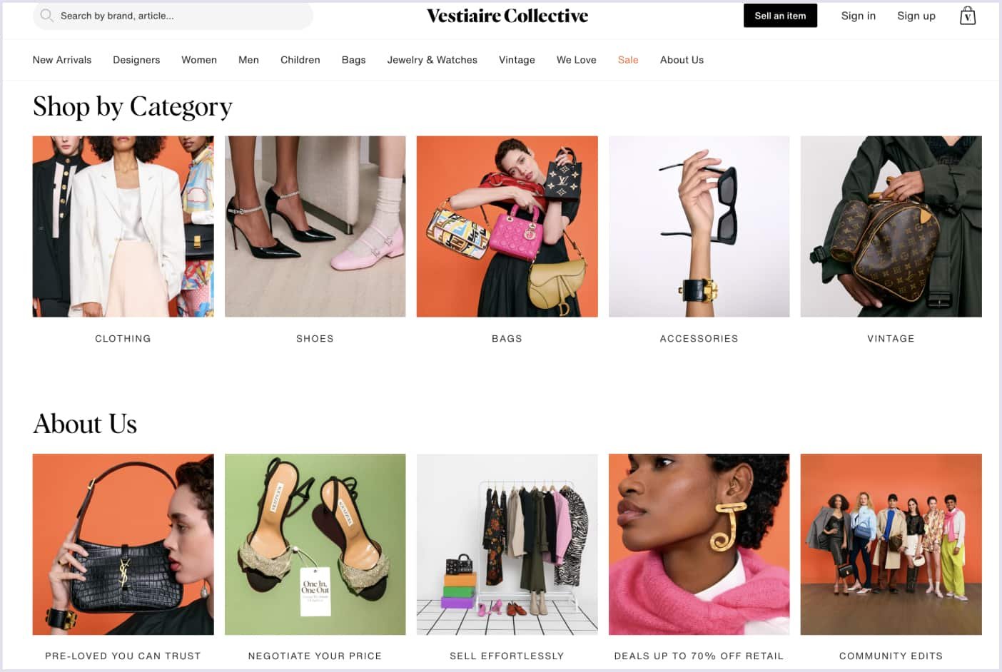 Example of a fashion resale marketplace