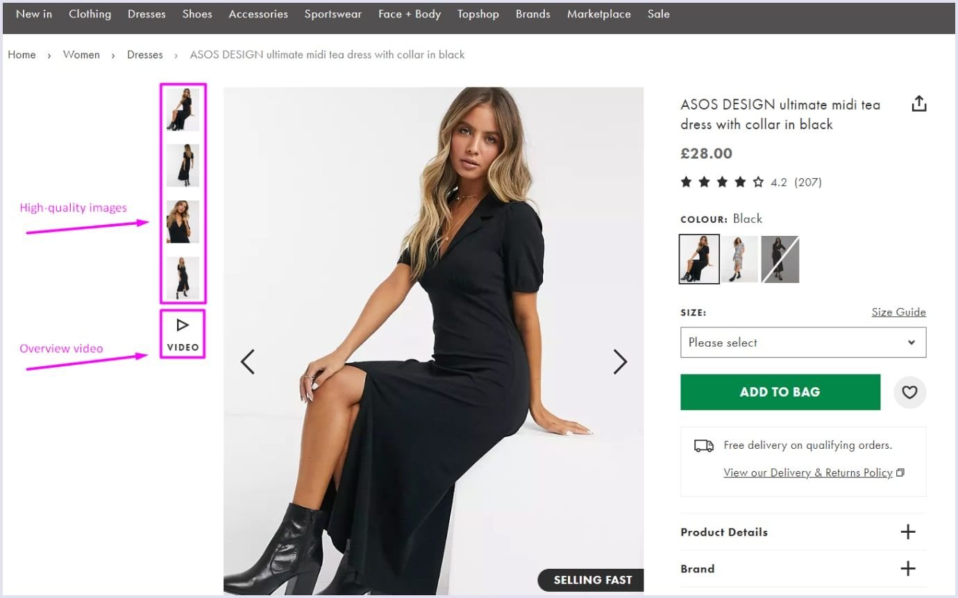 High-quality images as an essential marketplace feature on Asos