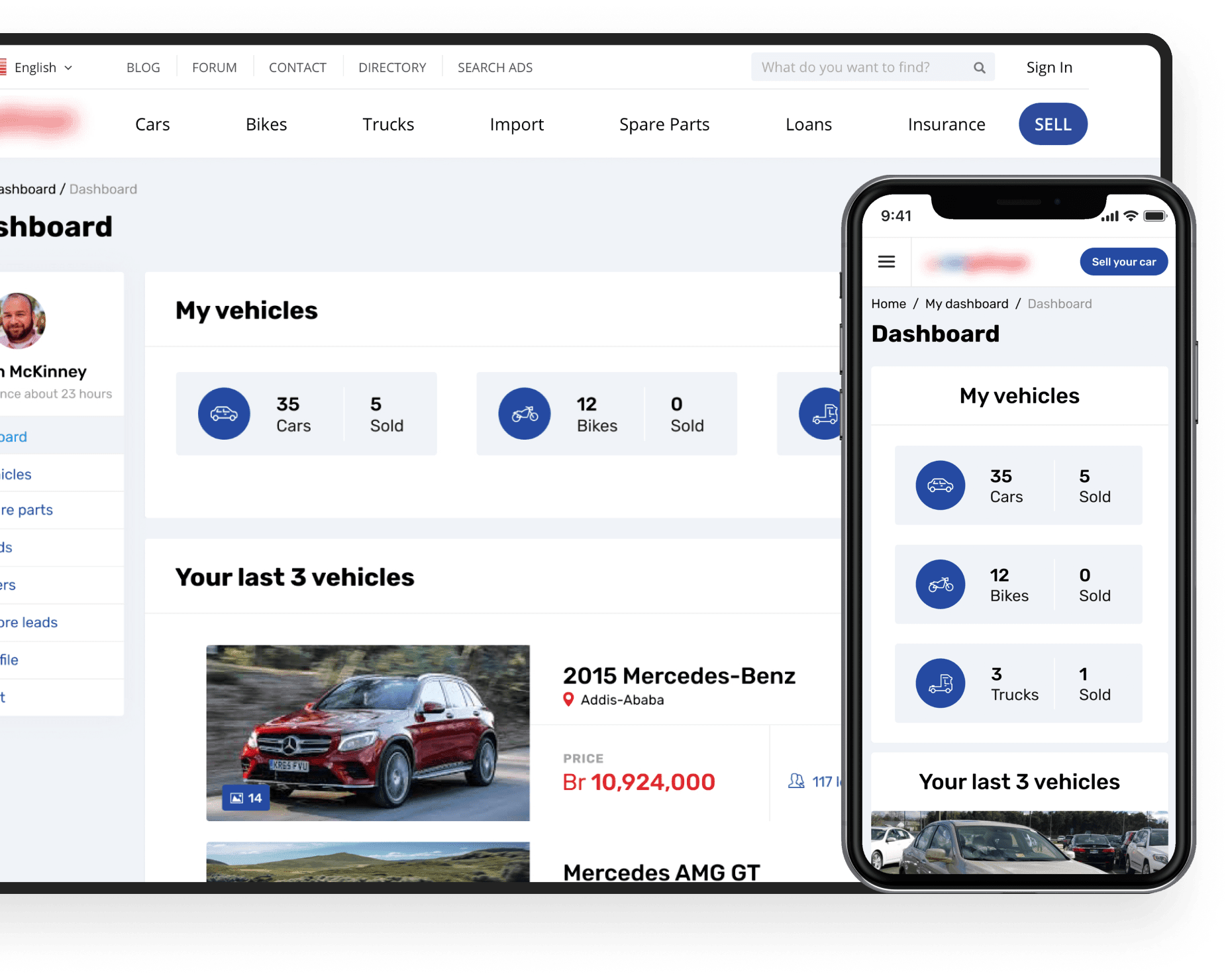 Great UX/UI design of the auto marketplace