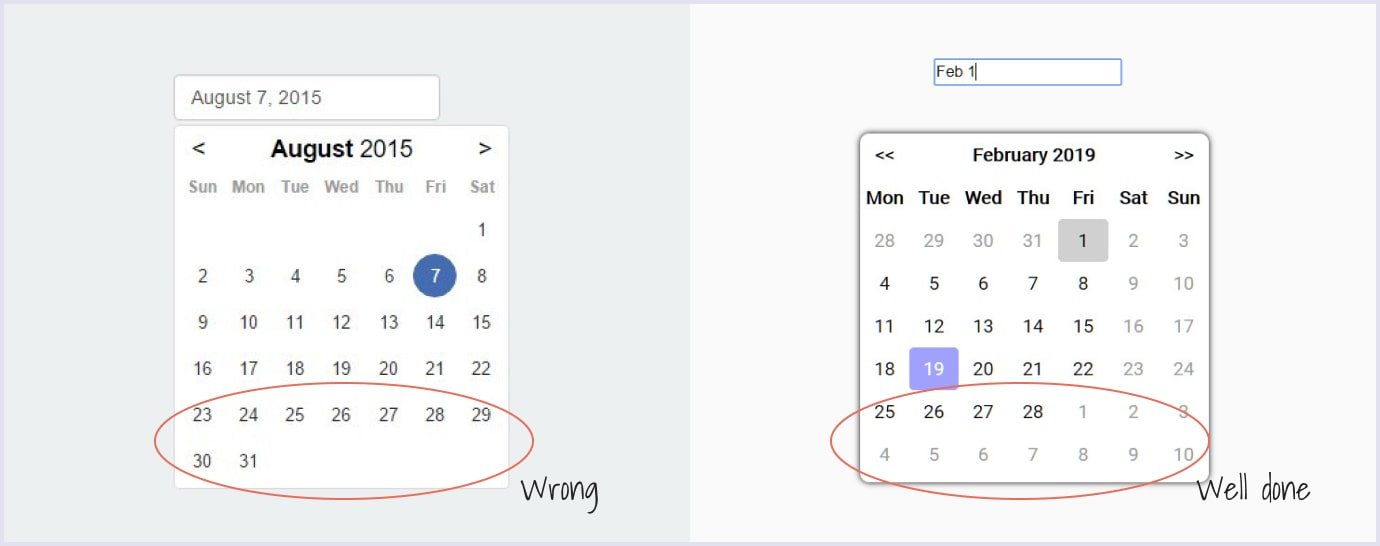 How the calendar should look like when building a travel website