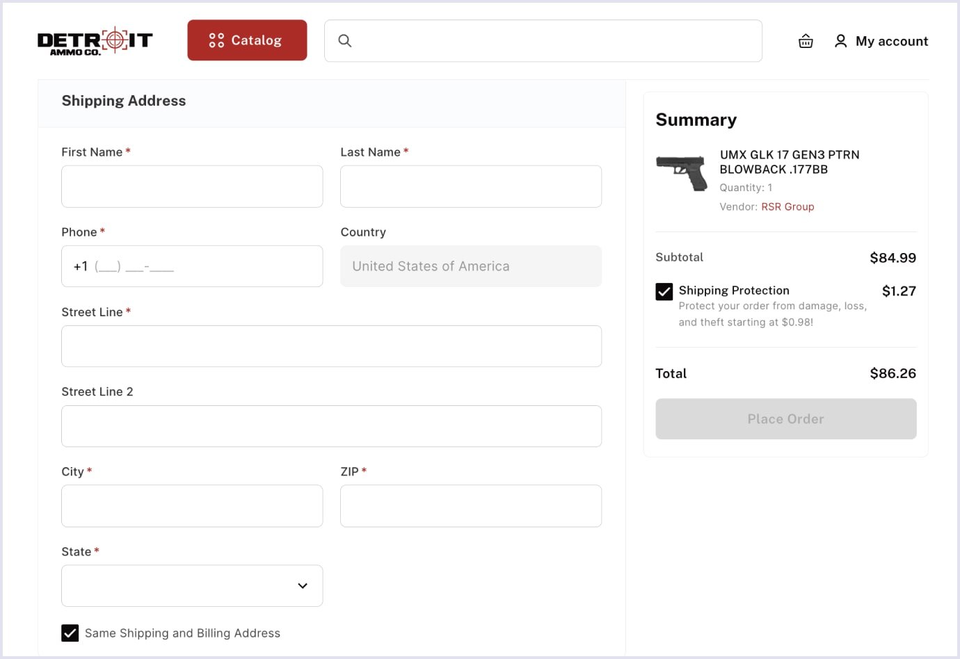 Shipping details example