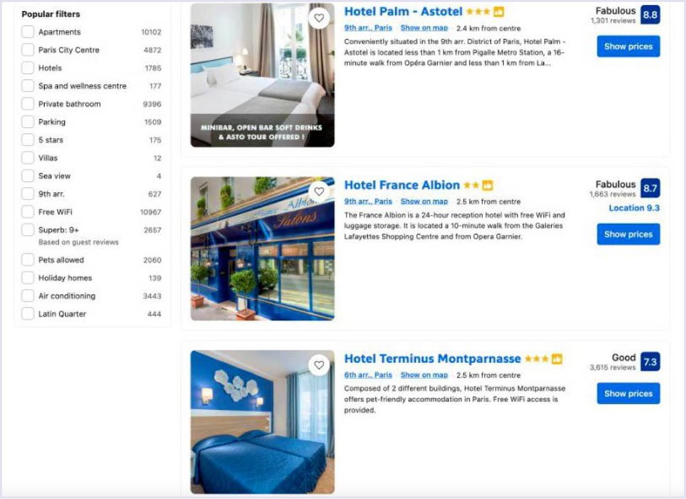 Top-rated hotels in Paris on Booking.com