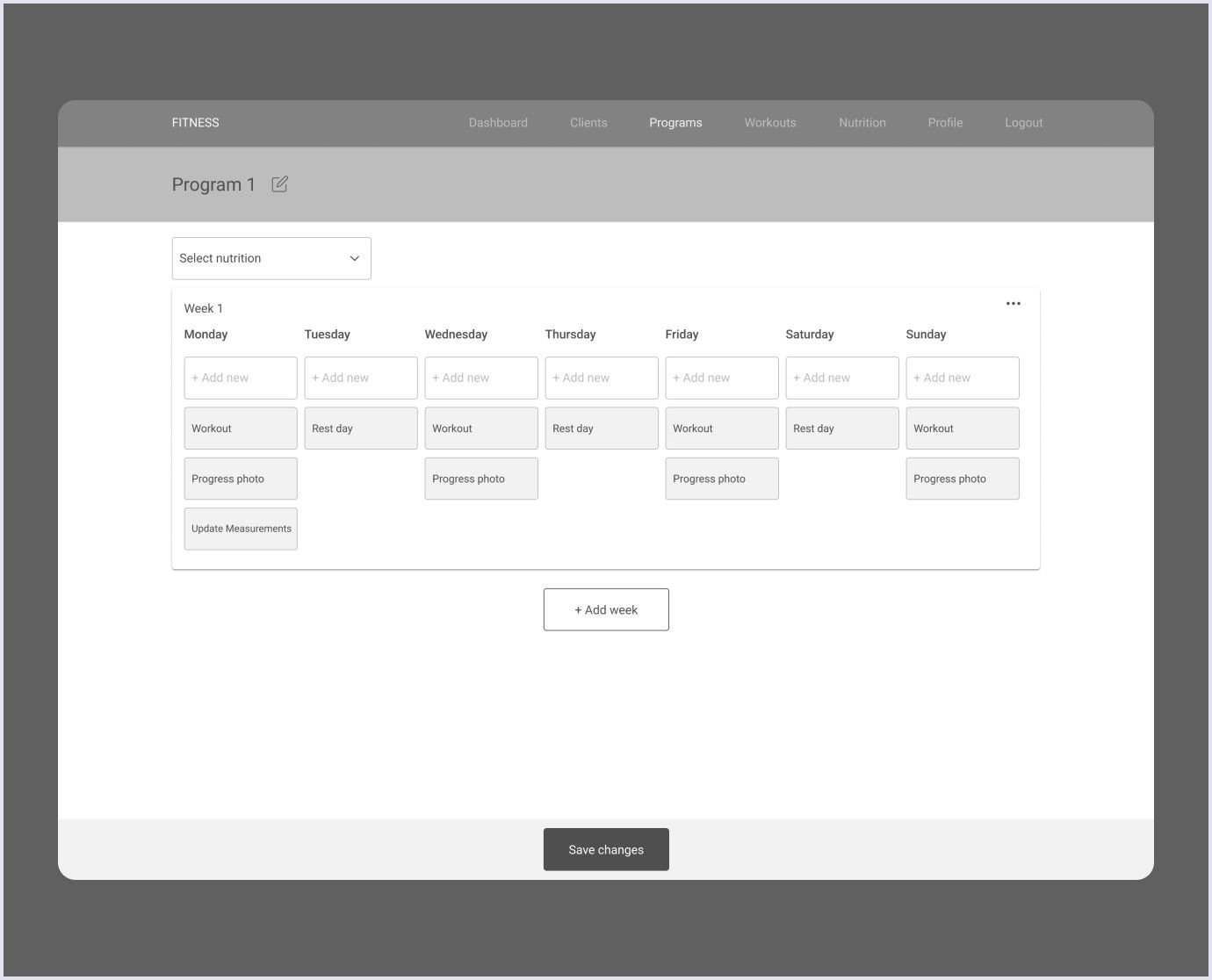 Impact program menu prototype | Codica