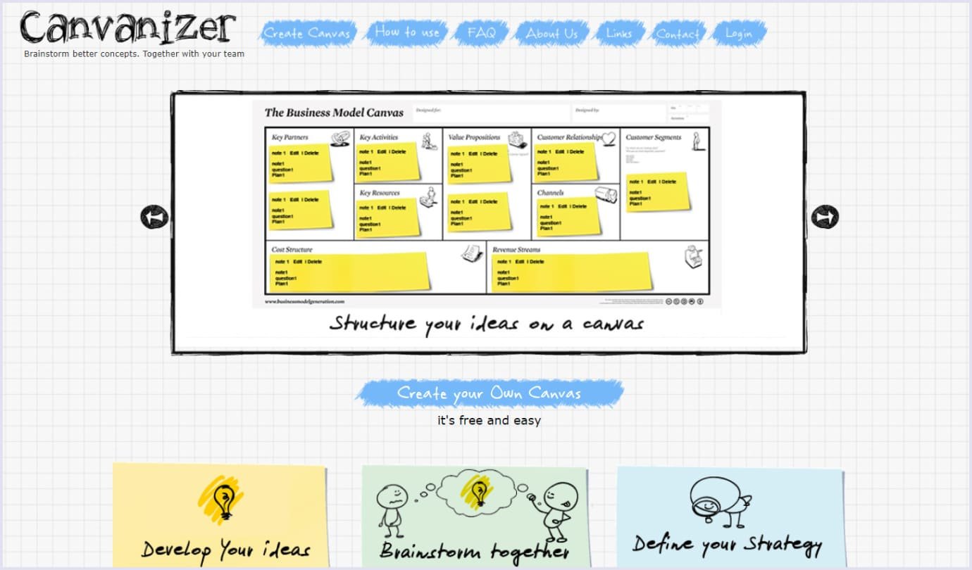 Software for building business model canvases