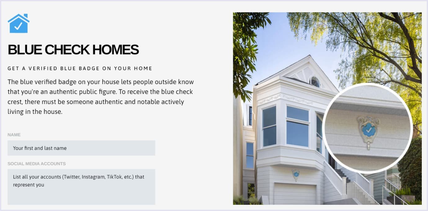 Example of web design by Blue Check Homes