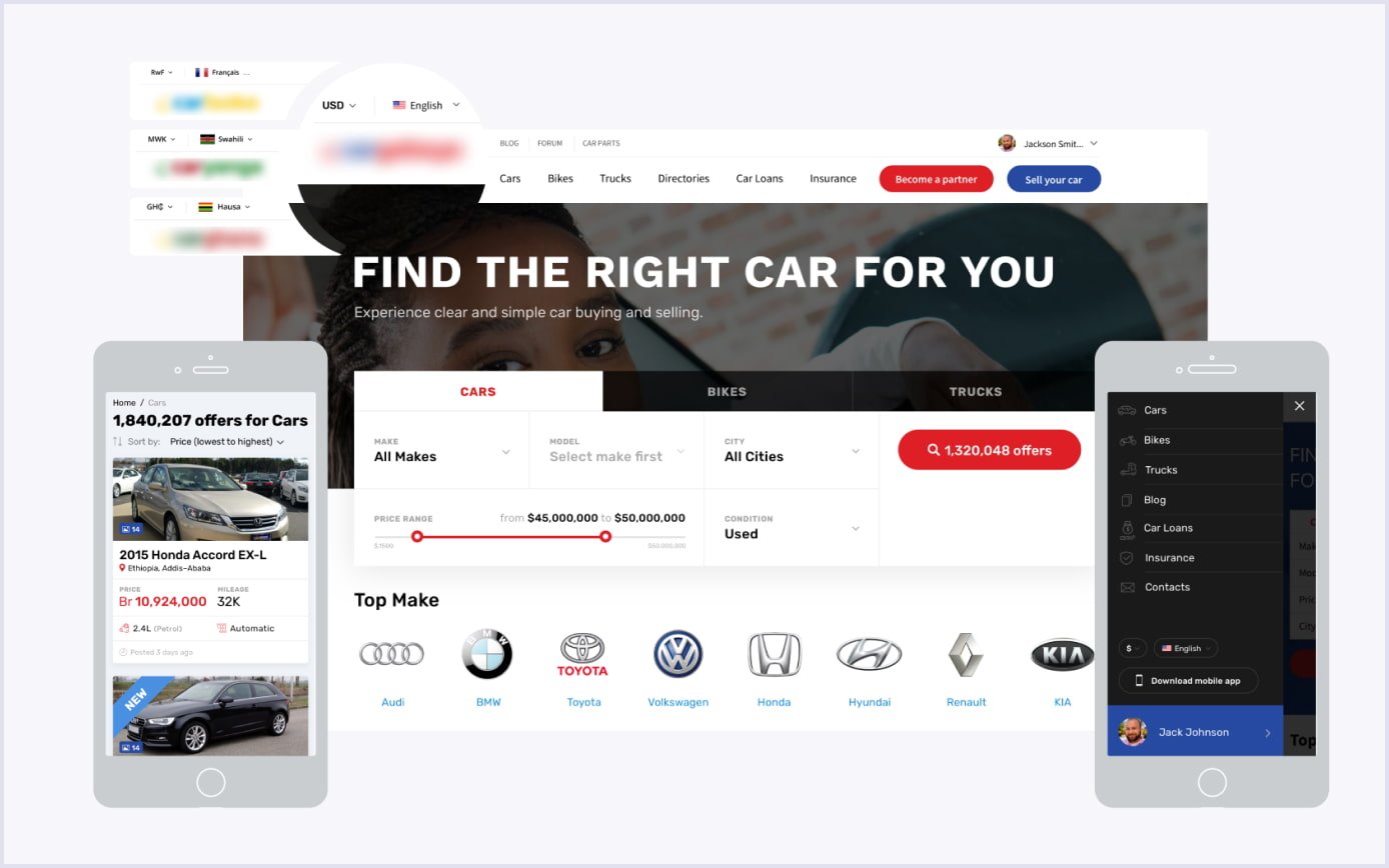 Multi-vendor vehicle marketplace screenshot | Codica