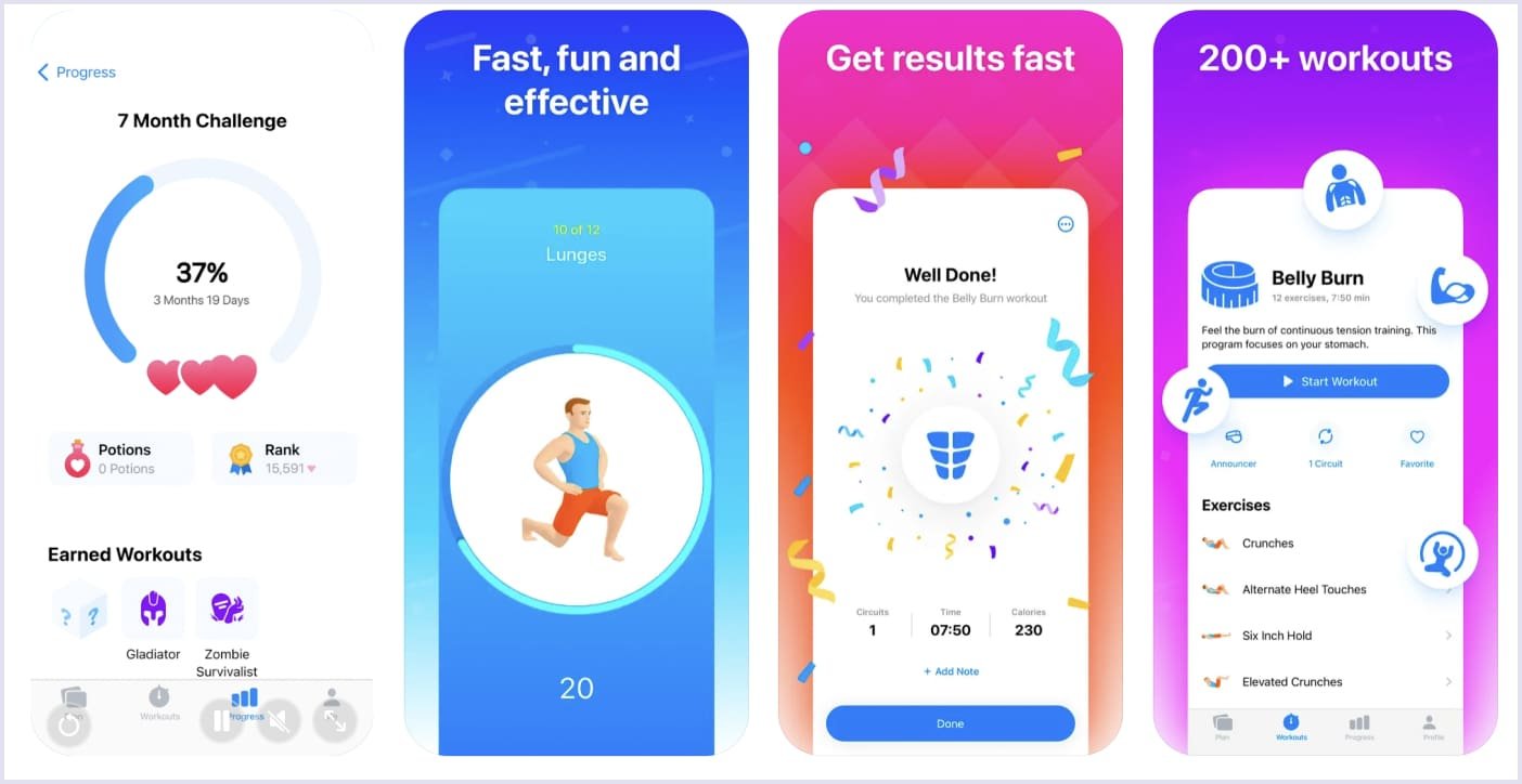 Main Seven fitness app features