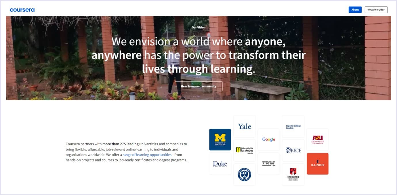 Coursera home page