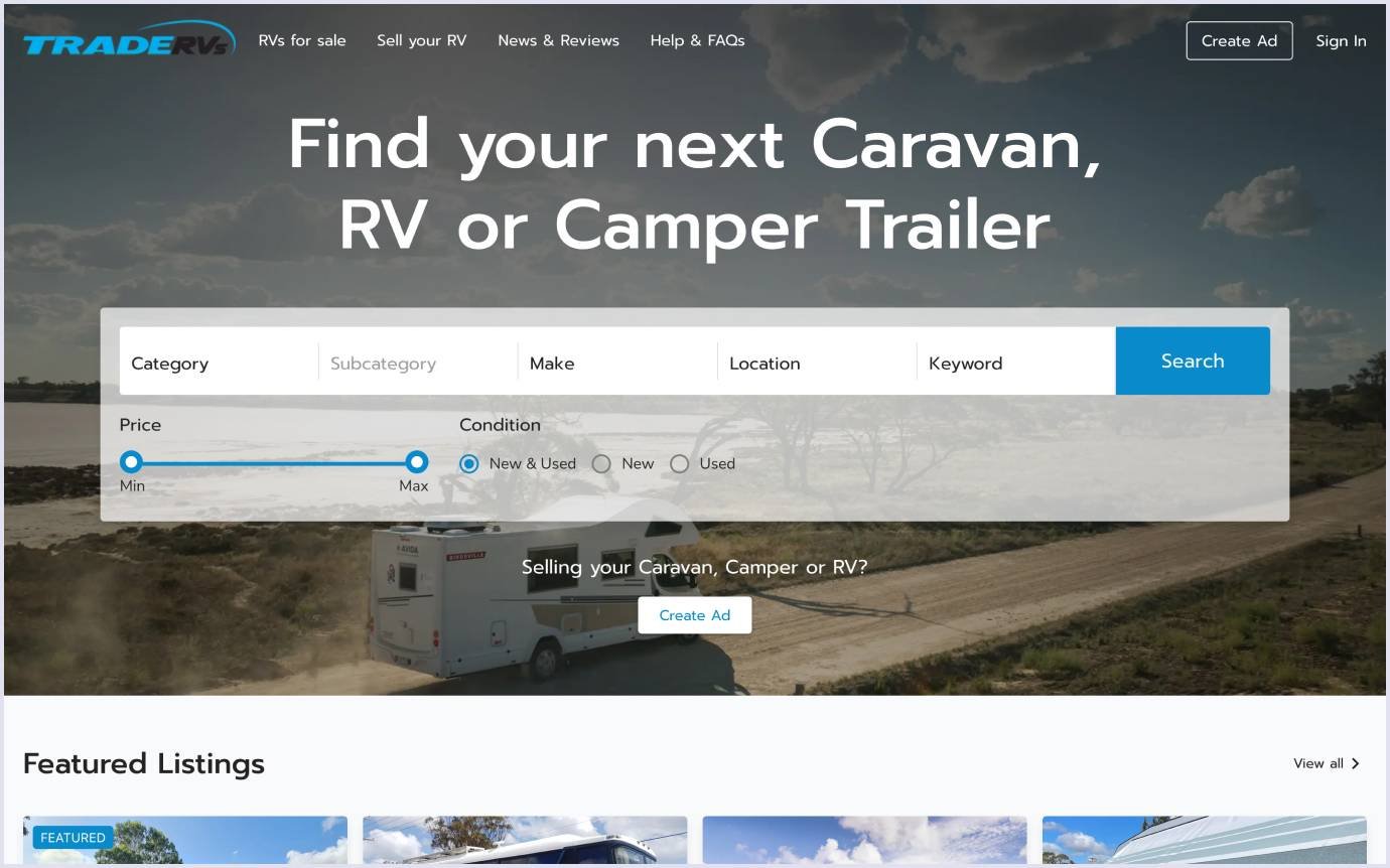 UX/UI design of the caravan marketplace