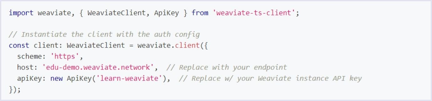 Weaviate API key authentication