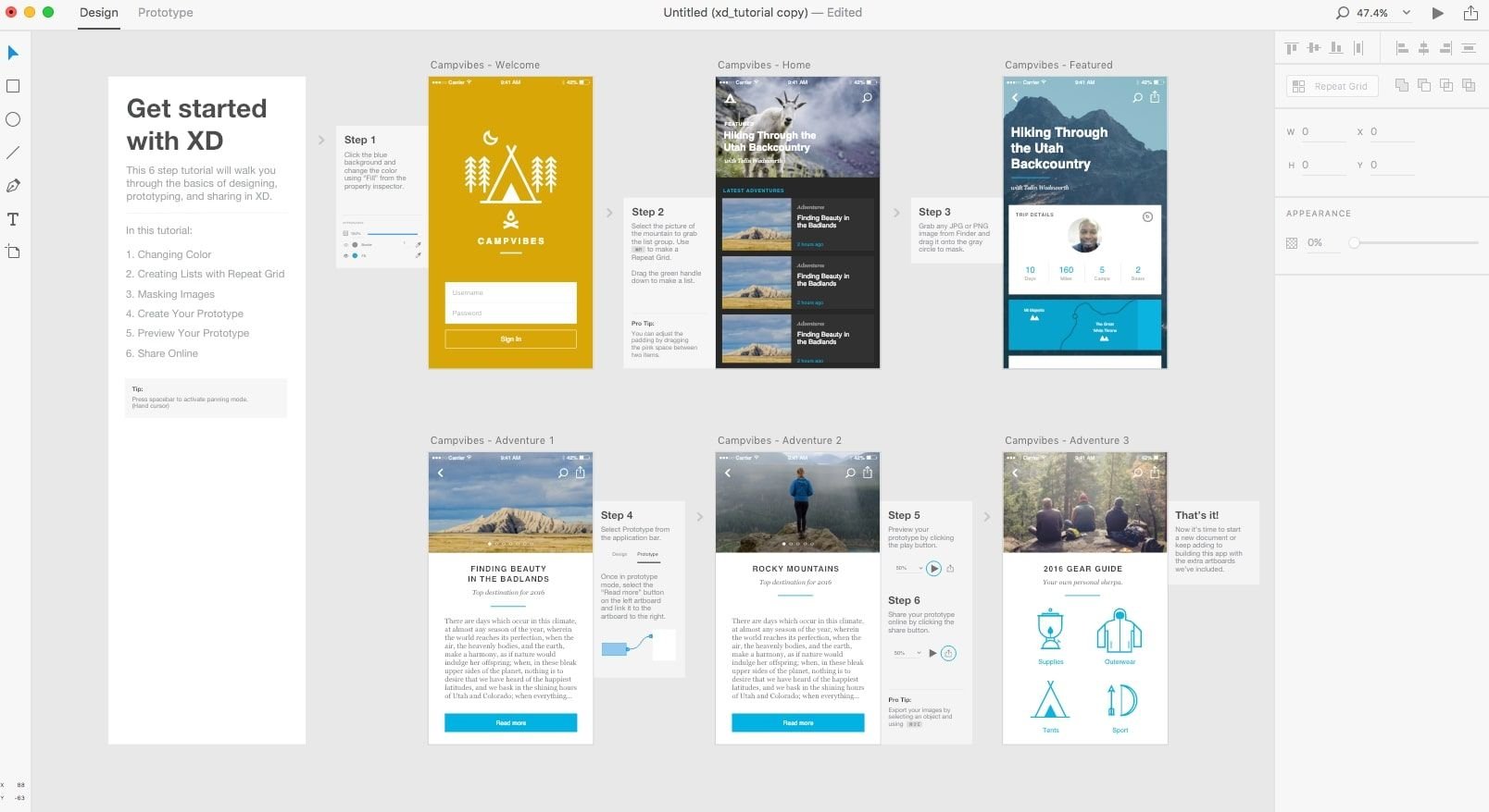 Adobe XD interface