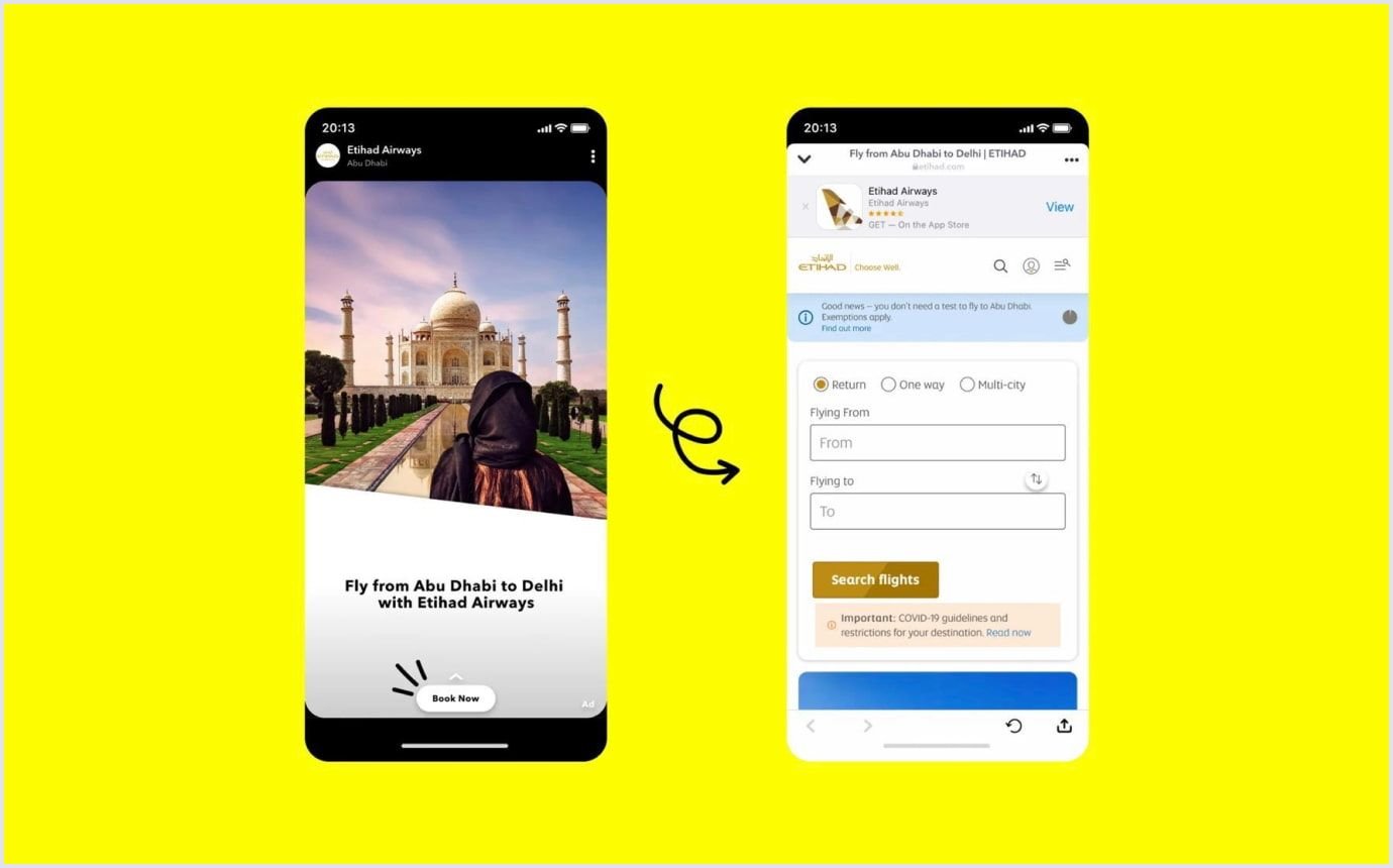 Travel ad product example: Snapchat