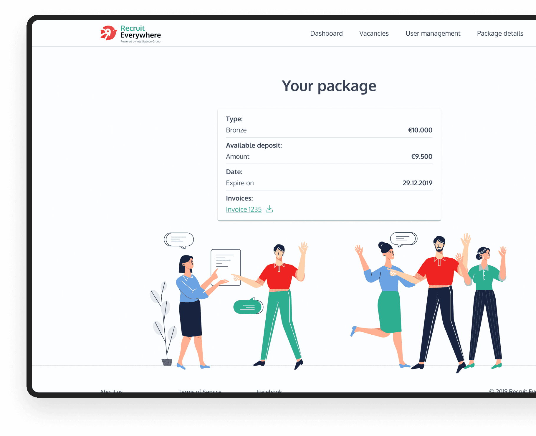 Intuitive checkout process for the online hiring platform