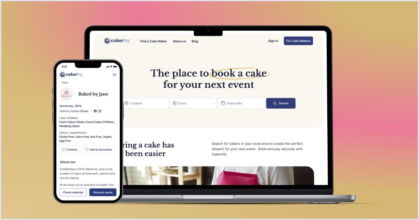 SaaS app custom design for a bakery business