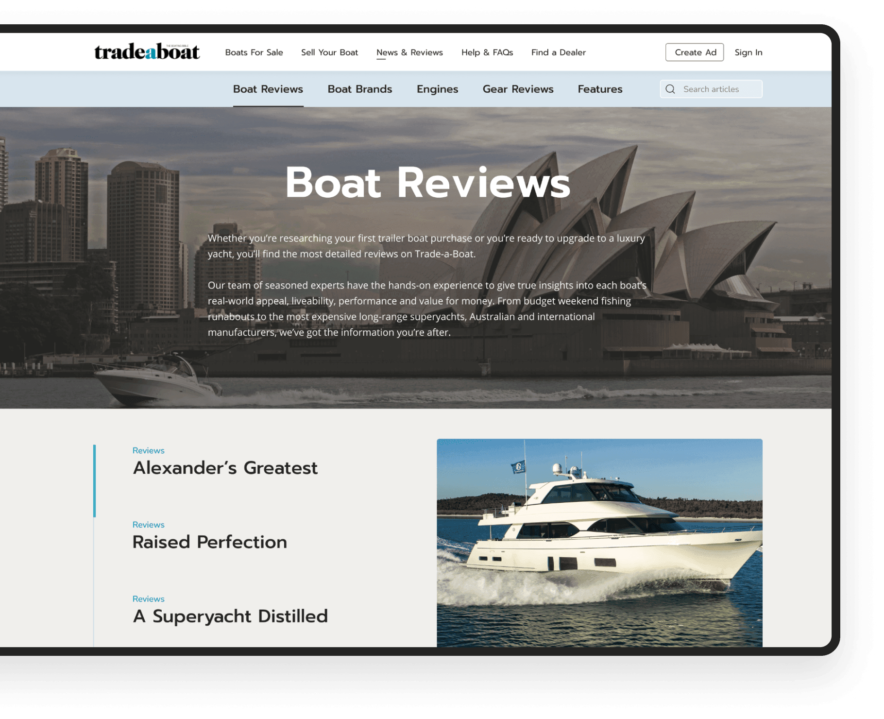 UI redesign of boat selling website