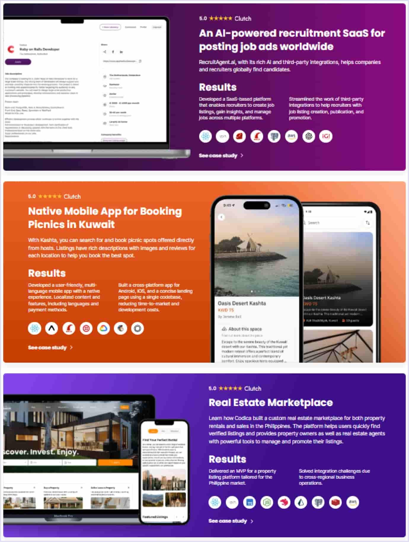 Portfolio of a software development company Codica Portfolio of a software development company Codica showcasing projects in AI-powered