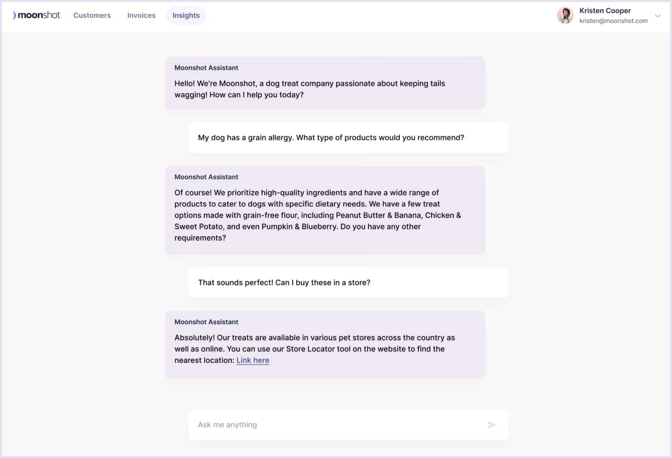 Example of a conversation with Zappier's AI Chatbot