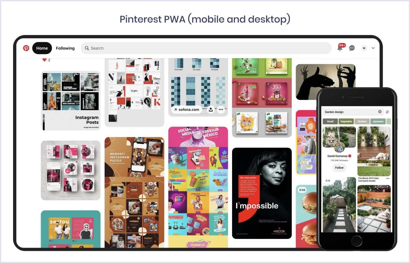 Pinterest PWA website